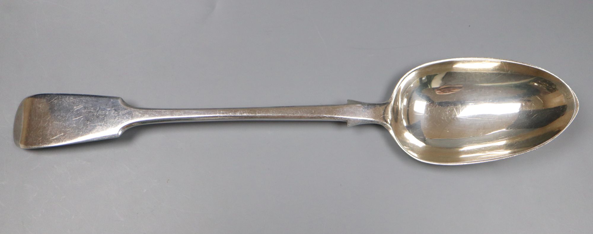 A Victorian silver fiddle pattern basting spoon, George Adams, London, 1876, 30.5cm,